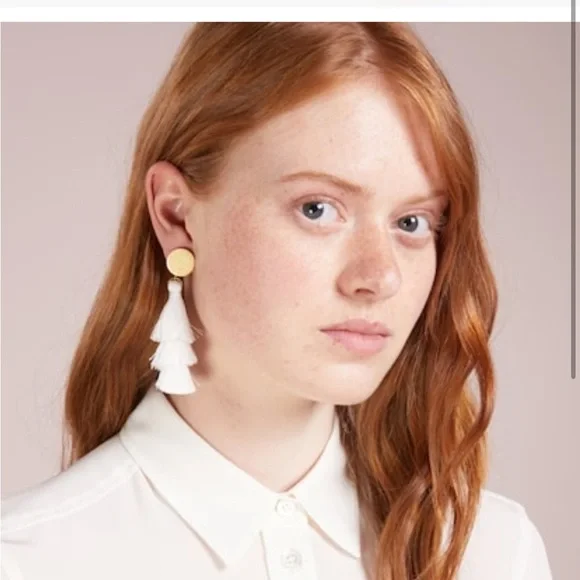 J.Crew White Tiered Tassel Earrings - Picture 3 of 3
